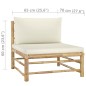 vidaXL Set Divani da Giardino 3 pz con Cuscini Bianco Crema in Bambù vidaXL Set Divani da Giardino 3 pz con Cuscini Bianco Crema in Bambù