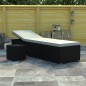 vidaXL Lettino Prendisole Cuscino e Tavolino Polyrattan Bianco Crema vidaXL Lettino Prendisole Cuscino e Tavolino Polyrattan Bianco Crema