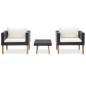 vidaXL Set Divani da Giardino 3 pz con Cuscini in Polyrattan Nero