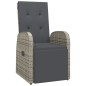 vidaXL Sedie Reclinabili da Giardino con Cuscini 2pz Grigio Polyrattan