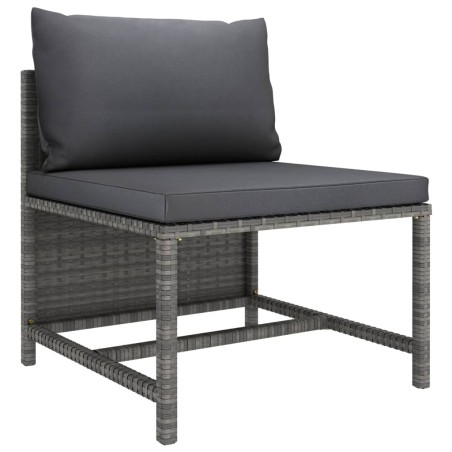 vidaXL Set Divani da Giardino 3 pz con Cuscini Grigio in Polyrattan