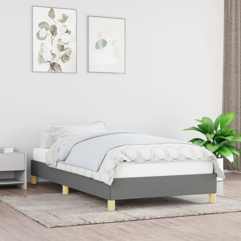 vidaXL Giroletto senza Materasso Grigio Scuro 90x200 cm Tessuto vidaXL Giroletto senza Materasso Grigio Scuro 90x200 cm Tessuto