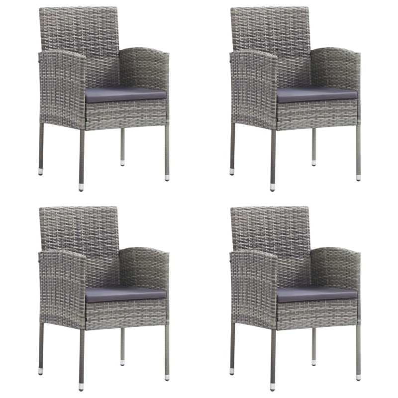 vidaXL Sedie da Giardino 4 pz in Polyrattan Antracite vidaXL Sedie da Giardino 4 pz in Polyrattan Antracite