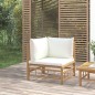 vidaXL Divano Angolare da Giardino con Cuscini Bianco Crema in Bambù vidaXL Divano Angolare da Giardino con Cuscini Bianco Crema in Bambù
