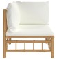 vidaXL Divano Angolare da Giardino con Cuscini Bianco Crema in Bambù vidaXL Divano Angolare da Giardino con Cuscini Bianco Crema in Bambù