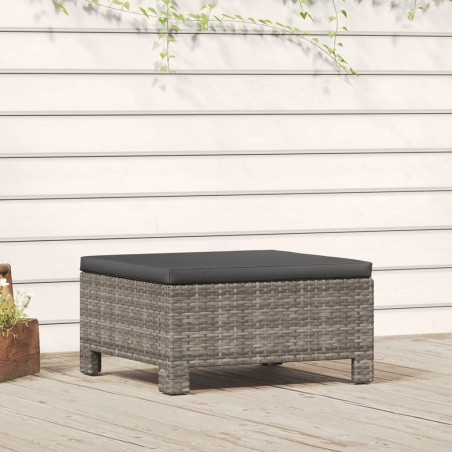 vidaXL Poggiapiedi da Giardino con Cuscino in Polyrattan Grigio