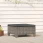 vidaXL Poggiapiedi da Giardino con Cuscino in Polyrattan Grigio