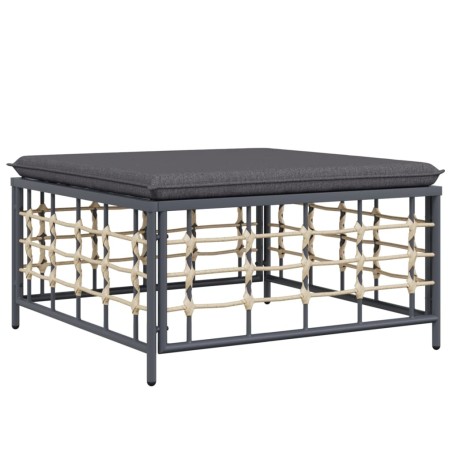 vidaXL Poggiapiedi da Giardino con Cuscino in Polyrattan Grigio Scuro