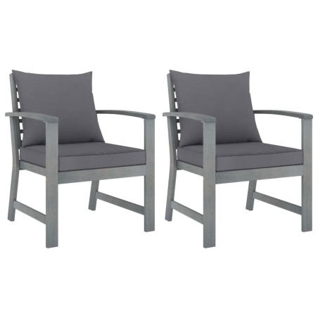 vidaXL Sedie da Giardino e Cuscini Grigio Scuro 2 pz Massello Acacia 