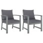 vidaXL Sedie da Giardino e Cuscini Grigio Scuro 2 pz Massello Acacia vidaXL Sedie da Giardino e Cuscini Grigio Scuro 2 pz Massello Acacia
