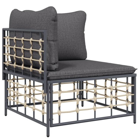 vidaXL Divano Angolare da Giardino con Cuscini Polyrattan Grigio Scuro