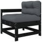 vidaXL Set Divani da Giardino 3 pz con Cuscini in Legno Massello Nero vidaXL Set Divani da Giardino 3 pz con Cuscini in Legno Massello Nero