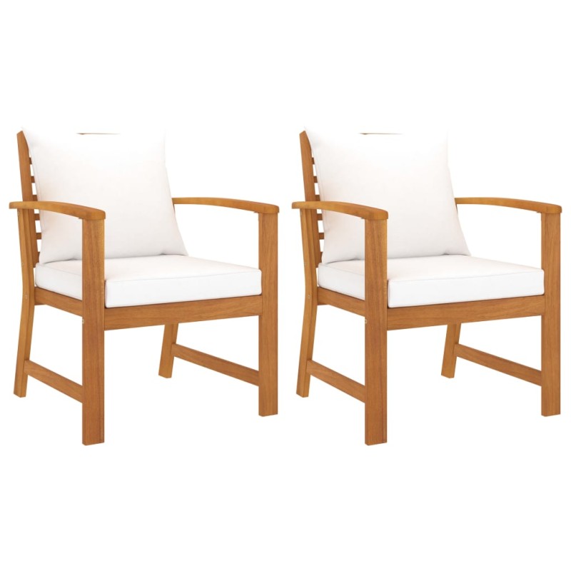 vidaXL Sedie da Giardino e Cuscini Crema 2 pz Legno Massello d'Acacia vidaXL Sedie da Giardino e Cuscini Crema 2 pz Legno Massello d'Acacia