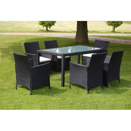 vidaXL Set da Pranzo da Giardino 7 pz con Cuscini in Polyrattan Nero 