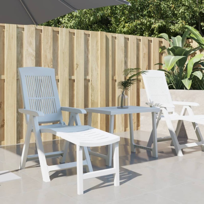vidaXL Lettino Prendisole Bianco in Plastica vidaXL Lettino Prendisole Bianco in Plastica