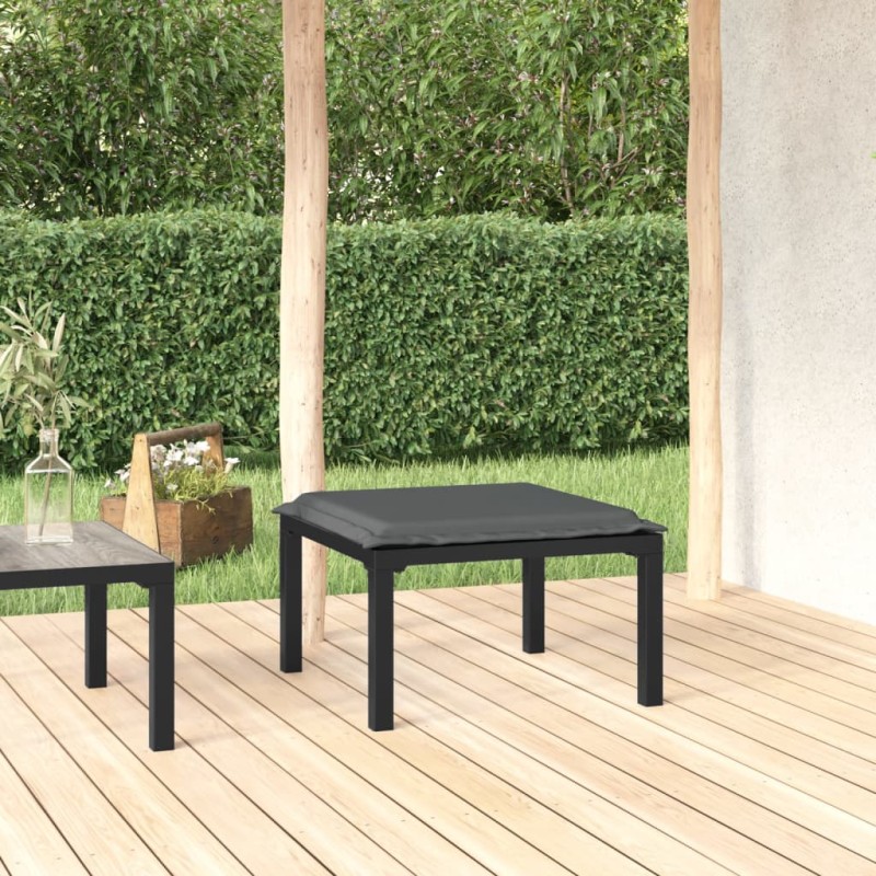 vidaXL Poggiapiedi da Giardino con Cuscino in Polyrattan Nero e Grigio vidaXL Poggiapiedi da Giardino con Cuscino in Polyrattan Nero e Grigio