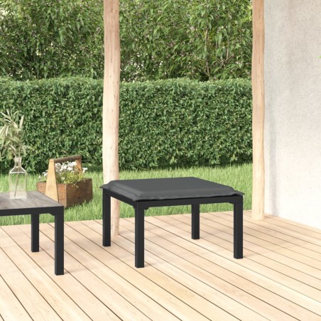 vidaXL Poggiapiedi da Giardino con Cuscino in Polyrattan Nero e Grigio