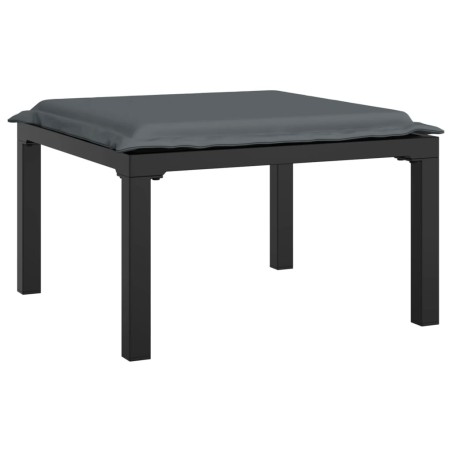 vidaXL Poggiapiedi da Giardino con Cuscino in Polyrattan Nero e Grigio