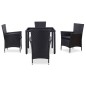 vidaXL Set da Pranzo da Giardino 5 pz in Polyrattan Nero