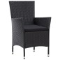 vidaXL Set da Pranzo da Giardino 5 pz in Polyrattan Nero