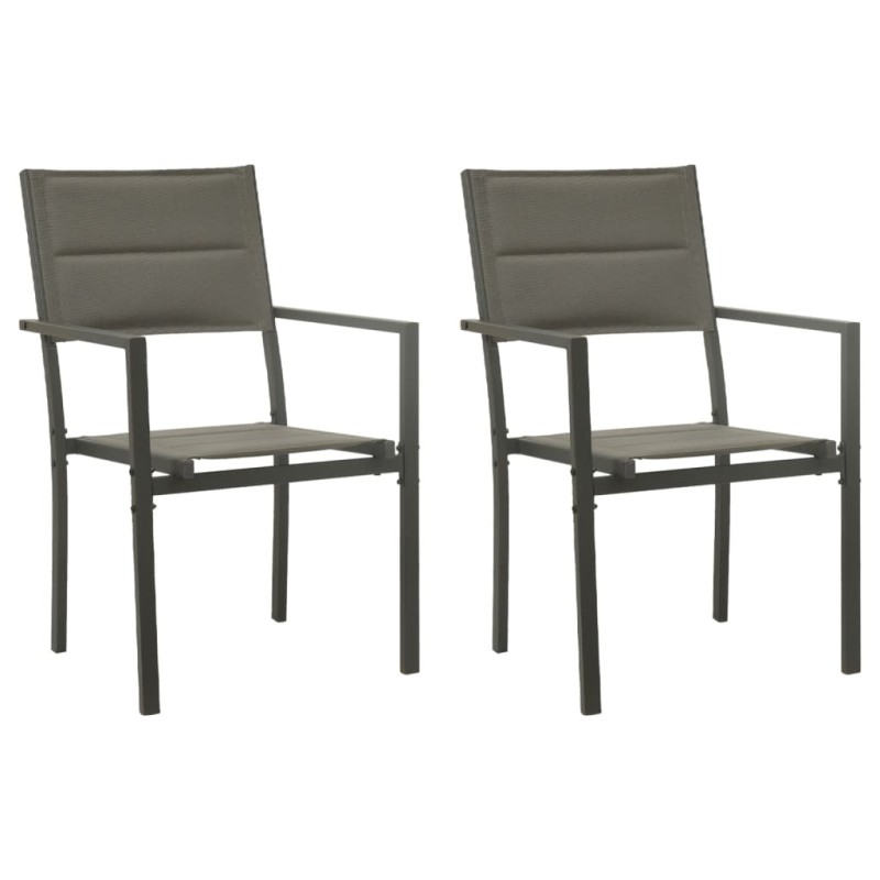 vidaXL Sedie da Giardino 2 pz Textilene e Acciaio Grigio e Antracite vidaXL Sedie da Giardino 2 pz Textilene e Acciaio Grigio e Antracite