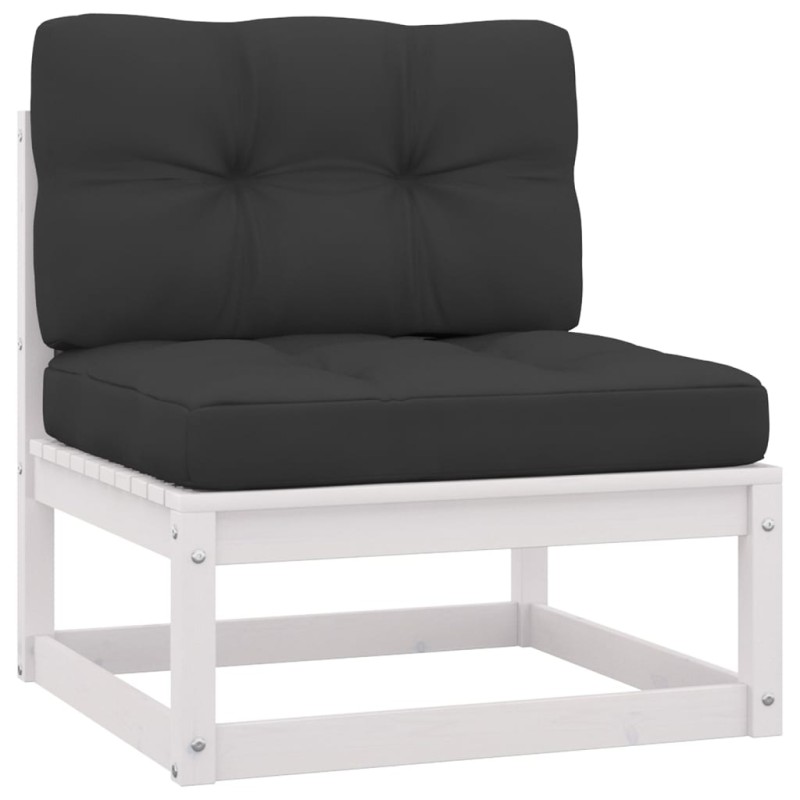 vidaXL Set Divani da Giardino 2 pz Cuscini Bianchi Massello di Pino vidaXL Set Divani da Giardino 2 pz Cuscini Bianchi Massello di Pino
