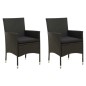 vidaXL Sedie da Giardino con Cuscini 2 pz in Polyrattan Nere vidaXL Sedie da Giardino con Cuscini 2 pz in Polyrattan Nere