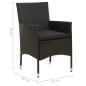 vidaXL Sedie da Giardino con Cuscini 2 pz in Polyrattan Nere vidaXL Sedie da Giardino con Cuscini 2 pz in Polyrattan Nere