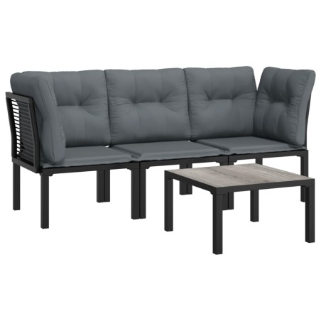 vidaXL Set Salotto da Giardino 4 pz Nero e Grigio in Polyrattan