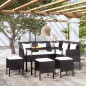 vidaXL Set Mobili 5 Pz Divano a L con Cuscini in Polyrattan Nero vidaXL Set Mobili 5 Pz Divano a L con Cuscini in Polyrattan Nero