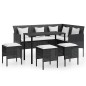 vidaXL Set Mobili 5 Pz Divano a L con Cuscini in Polyrattan Nero vidaXL Set Mobili 5 Pz Divano a L con Cuscini in Polyrattan Nero