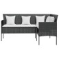 vidaXL Set Mobili 5 Pz Divano a L con Cuscini in Polyrattan Nero vidaXL Set Mobili 5 Pz Divano a L con Cuscini in Polyrattan Nero