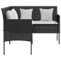 vidaXL Set Mobili 5 Pz Divano a L con Cuscini in Polyrattan Nero vidaXL Set Mobili 5 Pz Divano a L con Cuscini in Polyrattan Nero