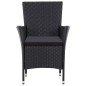 vidaXL Set da Pranzo per Giardino 9 pz in Polyrattan Nero