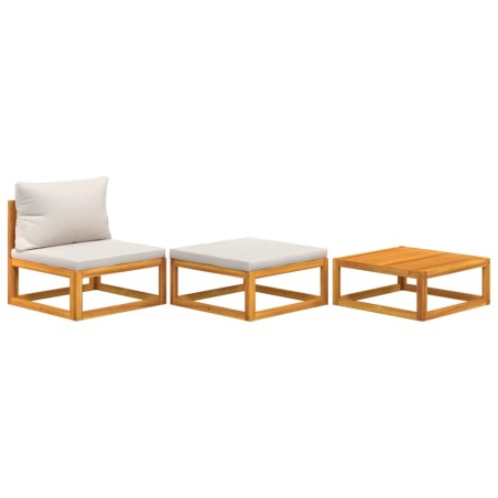 vidaXL Set Mobili da Giardino 3pz con Cuscini Legno Massello di Acacia
