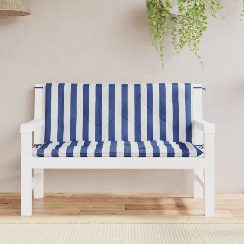 vidaXL Cuscini Panca Giardino 2pz Righe Bianche Blu 120x50x7cm Tessuto vidaXL Cuscini Panca Giardino 2pz Righe Bianche Blu 120x50x7cm Tessuto