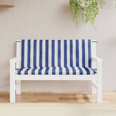 vidaXL Cuscini Panca Giardino 2pz Righe Bianche Blu 120x50x7cm Tessuto