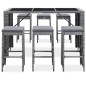 vidaXL Set da Bar da Giardino 7 pz con Cuscini in Polyrattan Grigio