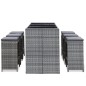 vidaXL Set da Bar da Giardino 7 pz con Cuscini in Polyrattan Grigio