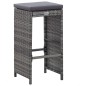 vidaXL Set da Bar da Giardino 7 pz con Cuscini in Polyrattan Grigio