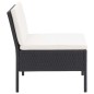 vidaXL Set Divani da Giardino 3 pz con Cuscini in Polyrattan Nero vidaXL Set Divani da Giardino 3 pz con Cuscini in Polyrattan Nero
