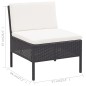 vidaXL Set Divani da Giardino 3 pz con Cuscini in Polyrattan Nero vidaXL Set Divani da Giardino 3 pz con Cuscini in Polyrattan Nero
