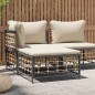 vidaXL Poggiapiedi da Giardino con Cuscino in Polyrattan Beige vidaXL Poggiapiedi da Giardino con Cuscino in Polyrattan Beige