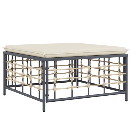 vidaXL Poggiapiedi da Giardino con Cuscino in Polyrattan Beige