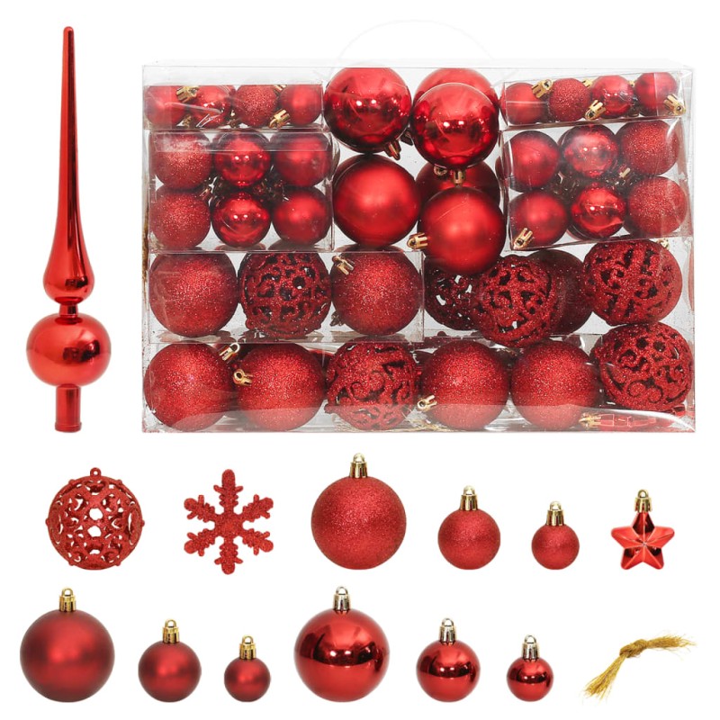 vidaXL Set Palline di Natale 111 pz Rosso in Polistirene vidaXL Set Palline di Natale 111 pz Rosso in Polistirene