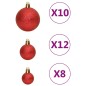 vidaXL Set Palline di Natale 111 pz Rosso in Polistirene vidaXL Set Palline di Natale 111 pz Rosso in Polistirene