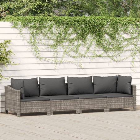 vidaXL Set Divani da Giardino 4 pz con Cuscini in Polyrattan Grigio