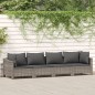 vidaXL Set Divani da Giardino 4 pz con Cuscini in Polyrattan Grigio vidaXL Set Divani da Giardino 4 pz con Cuscini in Polyrattan Grigio