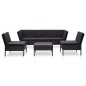 vidaXL Set Divani da Giardino 6 pz con Cuscini in Polyrattan Nero