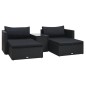 vidaXL Set Divani da Giardino 5 pz con Cuscini in Polyrattan Nero vidaXL Set Divani da Giardino 5 pz con Cuscini in Polyrattan Nero